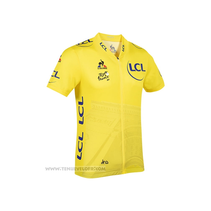 2021 Maillot Cyclisme Tour de France Jaune Manches Courtes et Cuissard
